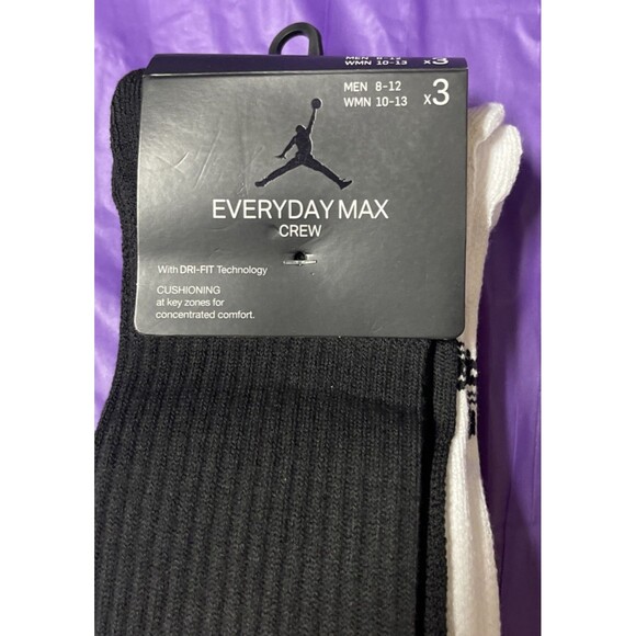 Nike Jordan 3-Pack Crew Socks Everyday Max Crew Size Large Red Black White NWT - Picture 4 of 7